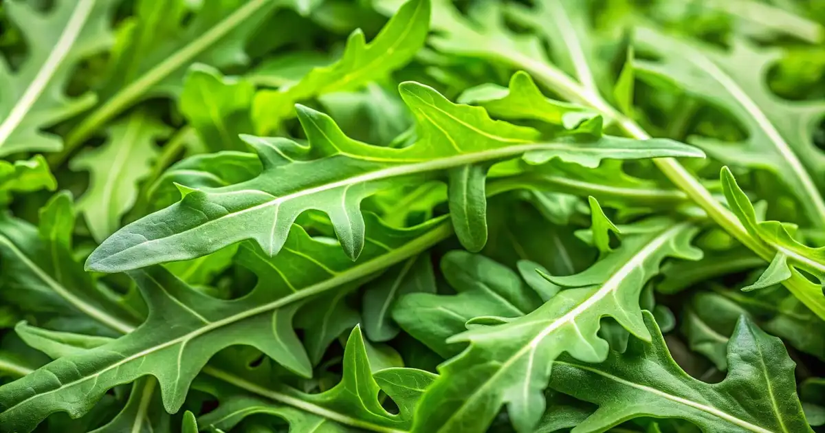 Roquette en pleine croissance dans un potager, feuillage vert découpé prêt pour la récolte